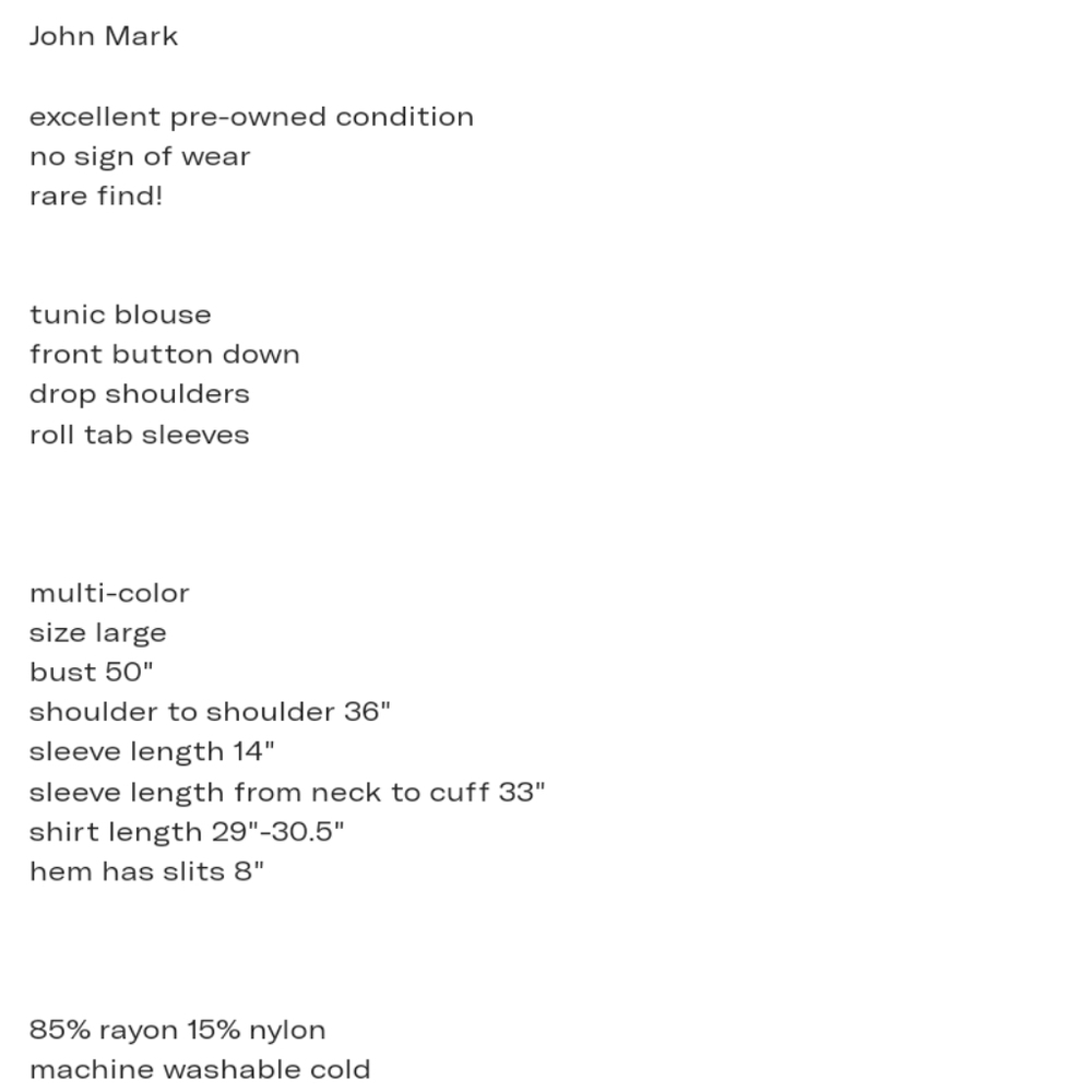 John + Mark Button Front Blouse Size Large - image 7